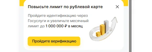 Повышение лимита рублёвой карты через Госуслуги